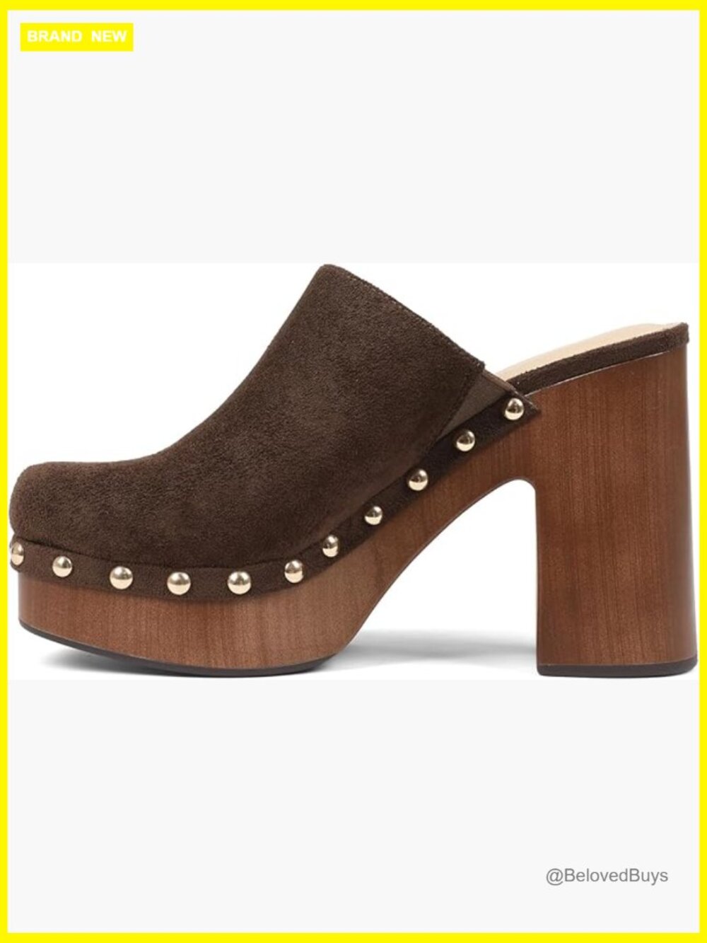 Chunky Platform Clogs Mules Rivet Studded Heels Slip On Sandals